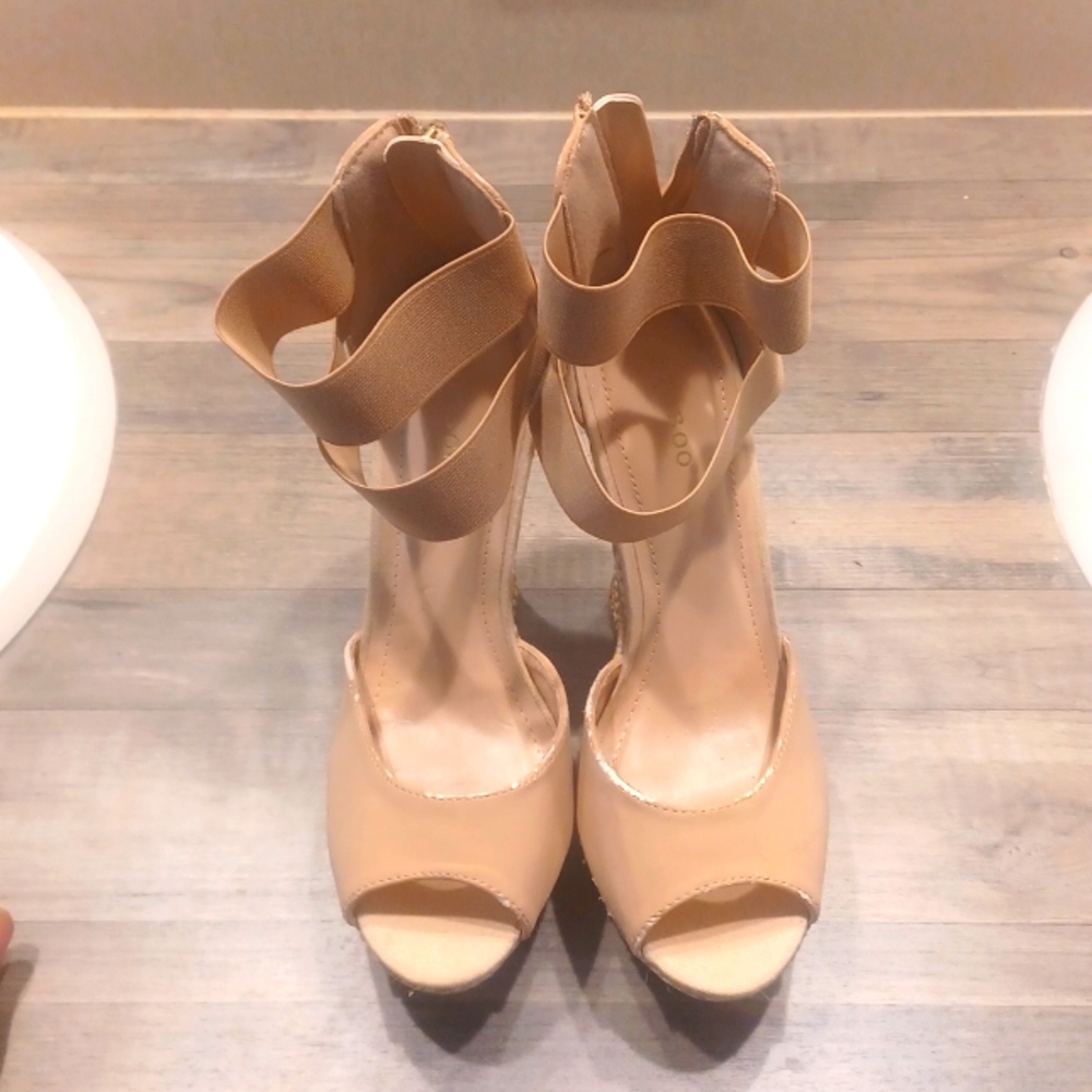 Bamboo Wegde High Heels bootie Women Shoes Size 7